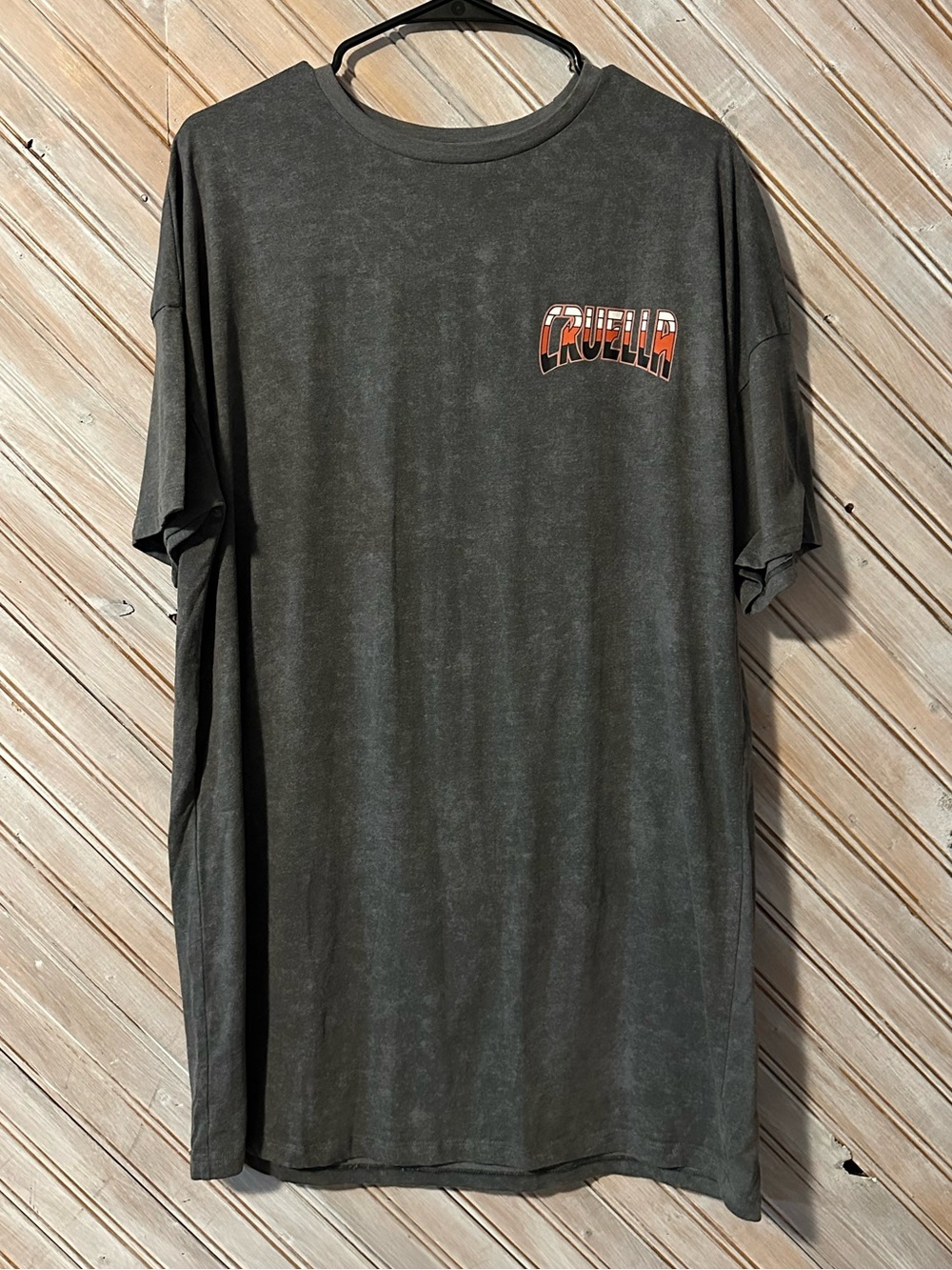 Disney Villians Cruella Deville Mini T Shirt Dress Washed Black Speed Demon